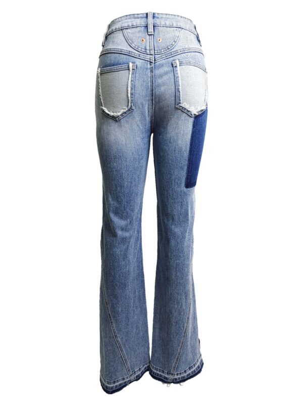 Curve-Panel Ripped Flare Jeans - High-Rise