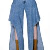 Waterfall Draped Flare Denim Pant - High-Rise