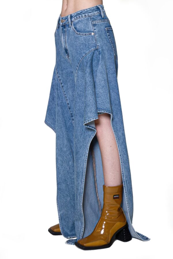 Waterfall Draped Flare Denim Pant - High-Rise