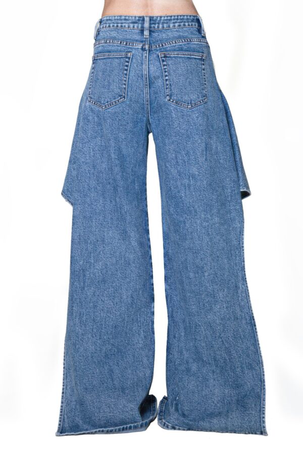 Waterfall Draped Flare Denim Pant - High-Rise