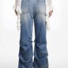 Riot Stack Destroyed Flare Jeans - Washed Indigo