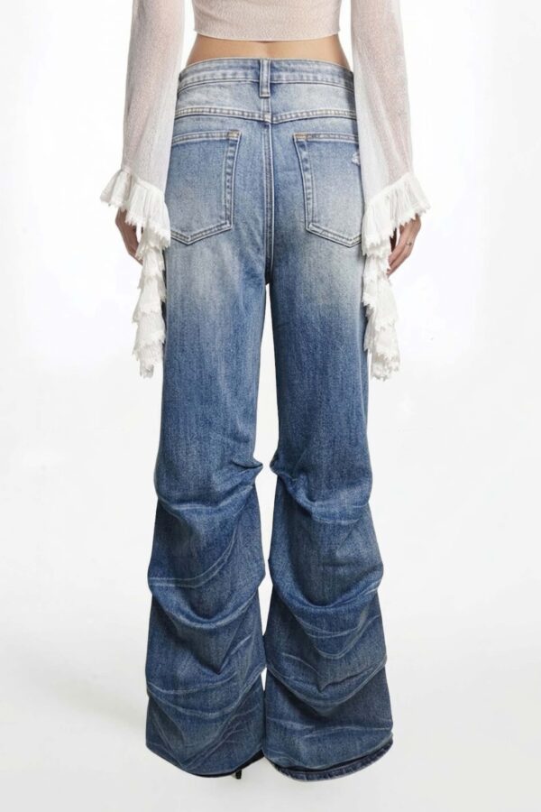 Riot Stack Destroyed Flare Jeans - Washed Indigo