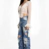 Riot Stack Destroyed Flare Jeans - Washed Indigo