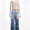 Riot Stack Destroyed Flare Jeans - Washed Indigo