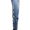 Riot Stack Destroyed Flare Jeans - Washed Indigo
