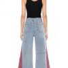 Patchwork Flare Jeans - Retro High-Rise Light Wash