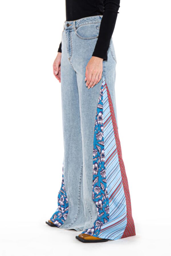 Patchwork Flare Jeans - Retro High-Rise Light Wash