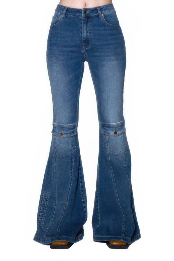 Signal Flare High-Rise Panel Jeans - Mid Blue