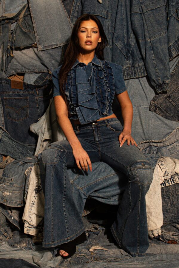 Signal Flare High-Rise Panel Jeans - Mid Blue
