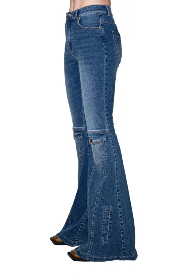 Signal Flare High-Rise Panel Jeans - Mid Blue