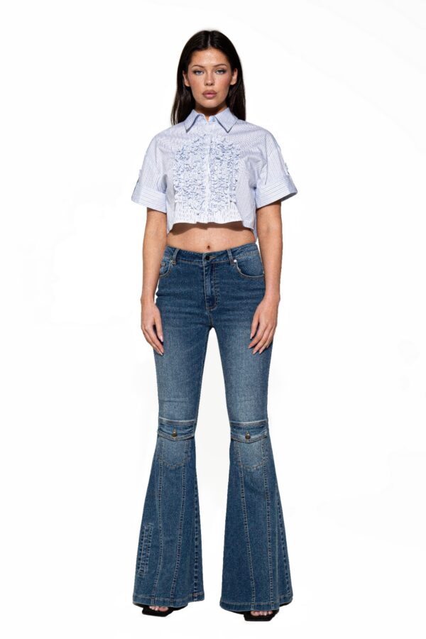 Signal Flare High-Rise Panel Jeans - Mid Blue