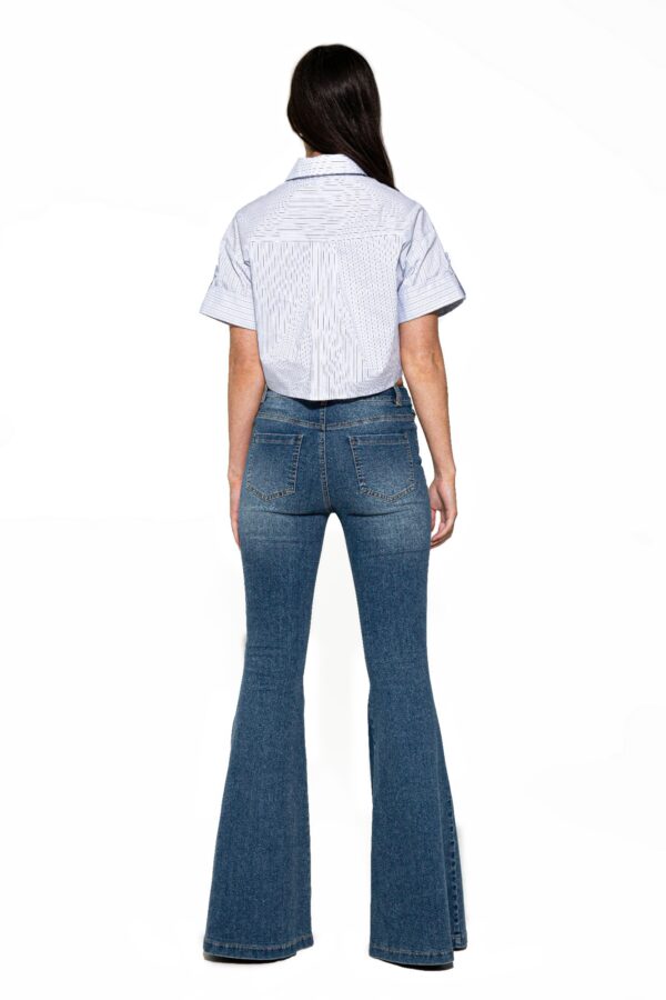 Signal Flare High-Rise Panel Jeans - Mid Blue