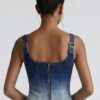 Lace-Up Denim Corset Top - Sculpted Crop