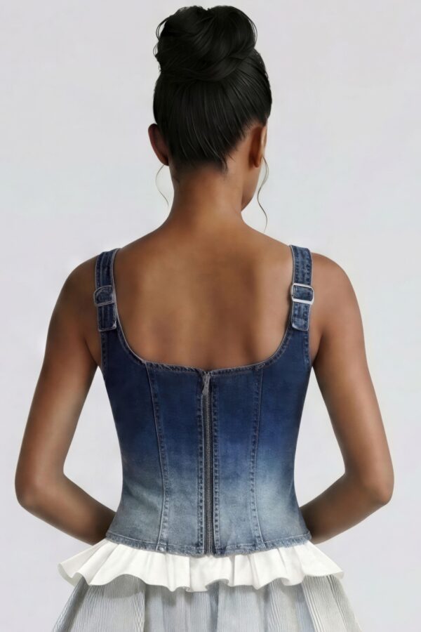 Lace-Up Denim Corset Top - Sculpted Crop