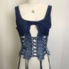 Lace-Up Denim Corset Top - Sculpted Crop