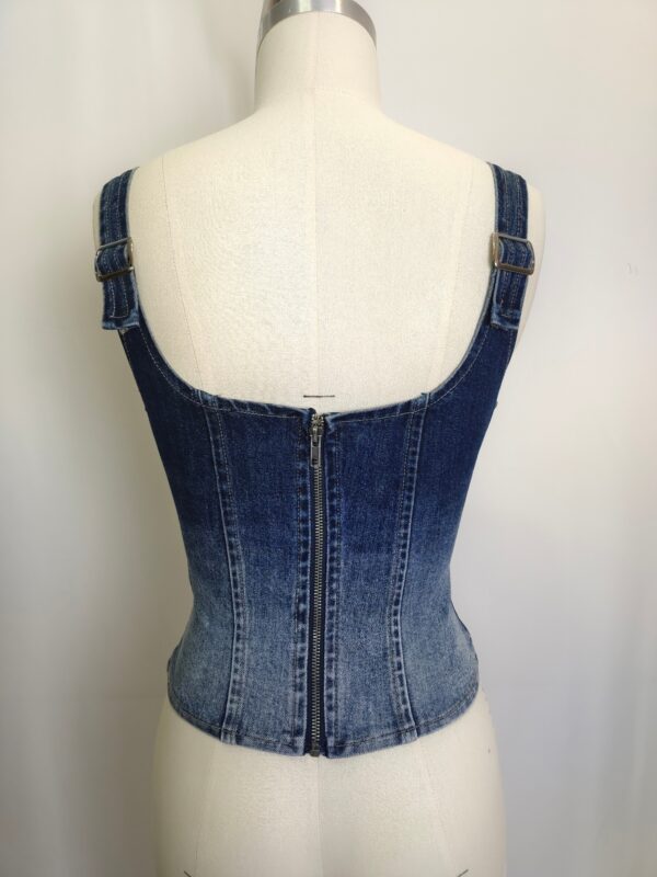 Lace-Up Denim Corset Top - Sculpted Crop