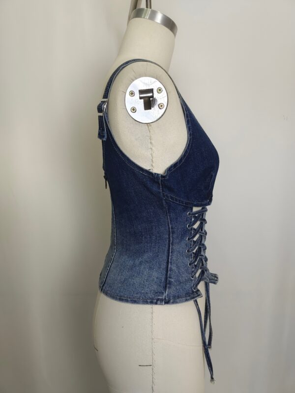 Lace-Up Denim Corset Top - Sculpted Crop