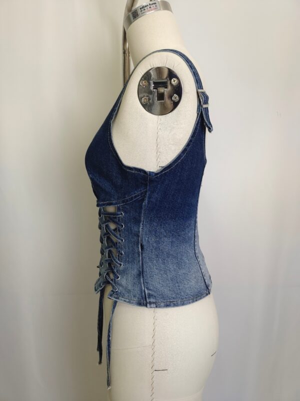 Lace-Up Denim Corset Top - Sculpted Crop