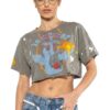 Rebel Echo Cropped Graphic Tee - Paint-Splatter