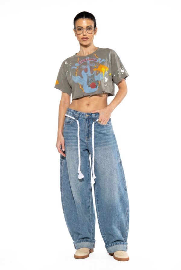 Rebel Echo Cropped Graphic Tee - Paint-Splatter