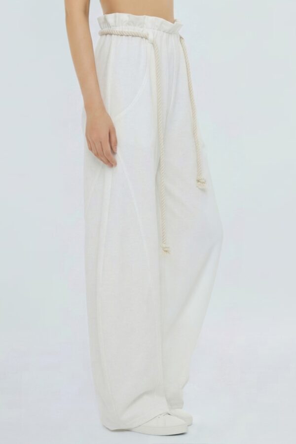 Rope-Waist Wide-Leg Pants - Relaxed High-Rise