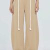 Rope-Waist Wide-Leg Pants - Relaxed High-Rise