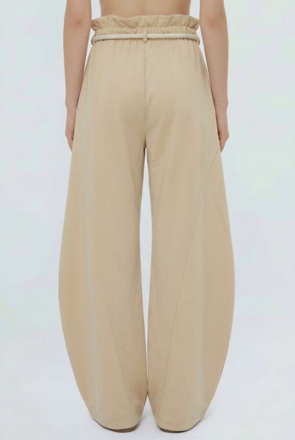 Rope-Waist Wide-Leg Pants - Relaxed High-Rise