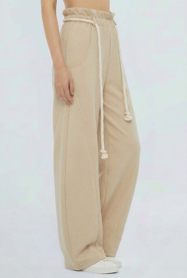 Rope-Waist Wide-Leg Pants - Relaxed High-Rise