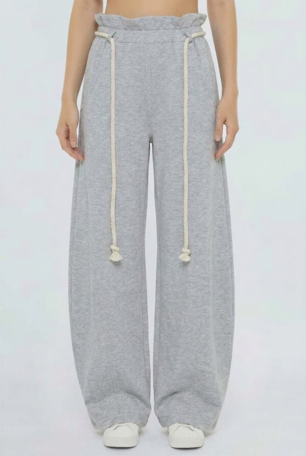 Rope-Waist Wide-Leg Pants - Relaxed High-Rise