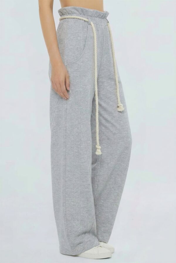 Rope-Waist Wide-Leg Pants - Relaxed High-Rise