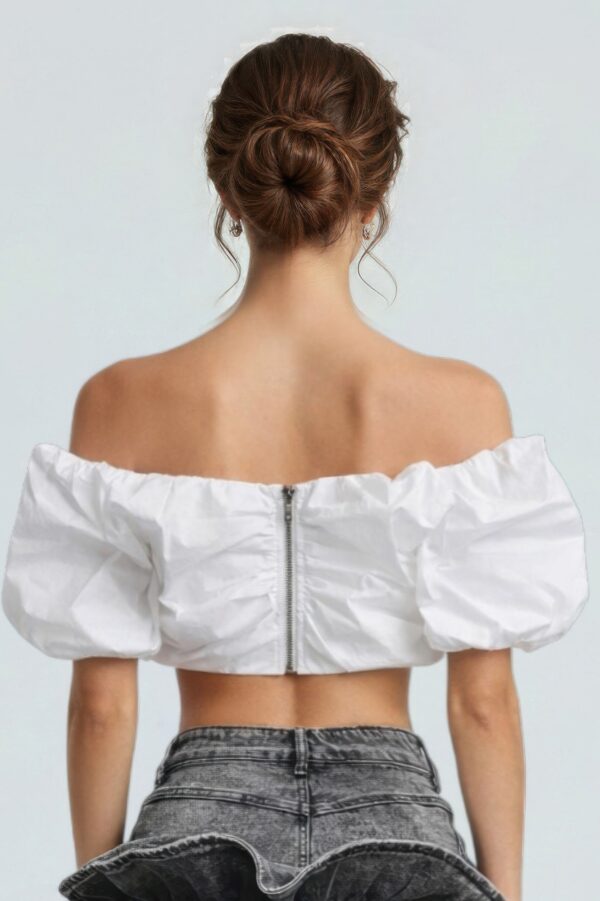 Cloud Puff Off-Shoulder Crop Top