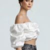 Cloud Puff Off-Shoulder Crop Top