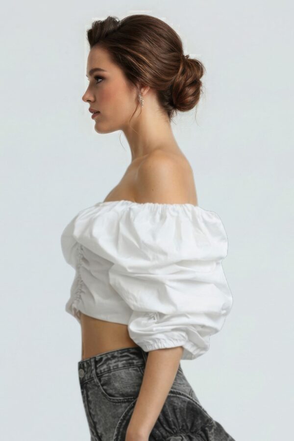 Cloud Puff Off-Shoulder Crop Top