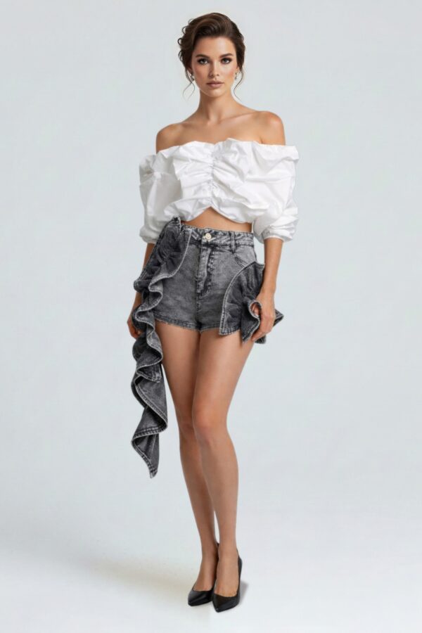Cloud Puff Off-Shoulder Crop Top