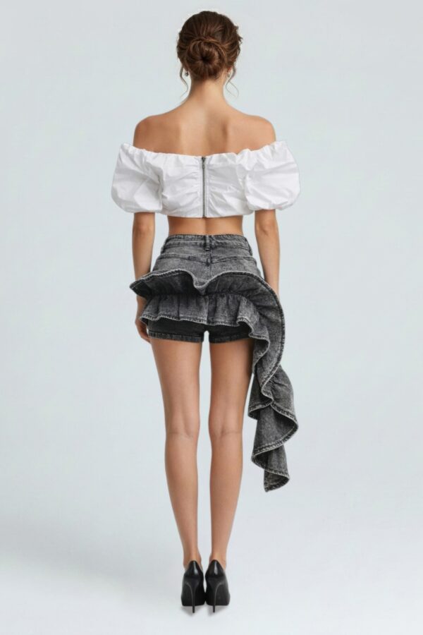 Cloud Puff Off-Shoulder Crop Top