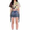 Split-Color Graphic Crop Tee