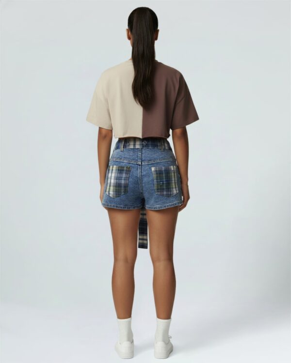 Split-Color Graphic Crop Tee