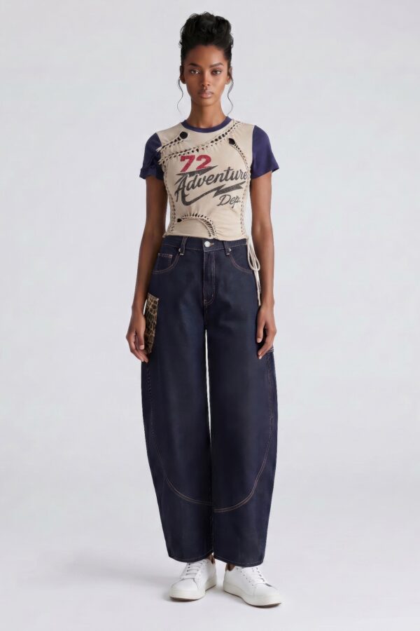 Varsity Renegade Lace-Up Graphic Tee - Cropped