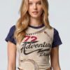 Varsity Renegade Lace-Up Graphic Tee - Cropped