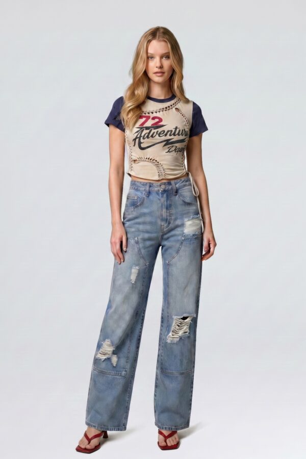 Varsity Renegade Lace-Up Graphic Tee - Cropped