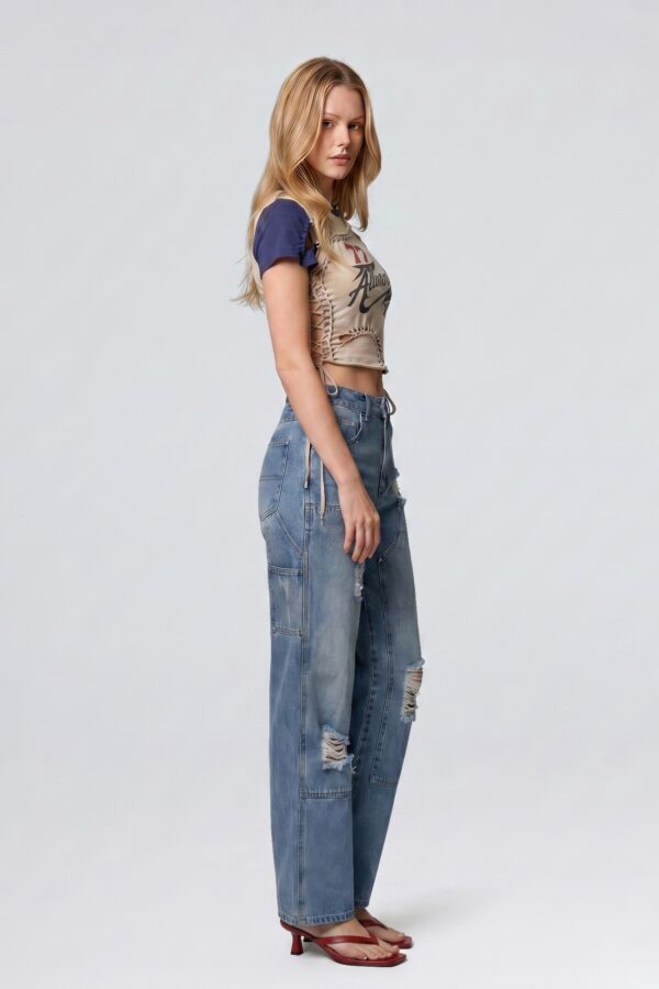 Varsity Renegade Lace-Up Graphic Tee - Cropped