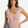 Fairytale Ruffle Cascade Tank - Ivory