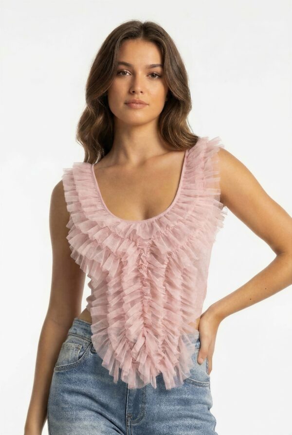 Fairytale Ruffle Cascade Tank - Ivory