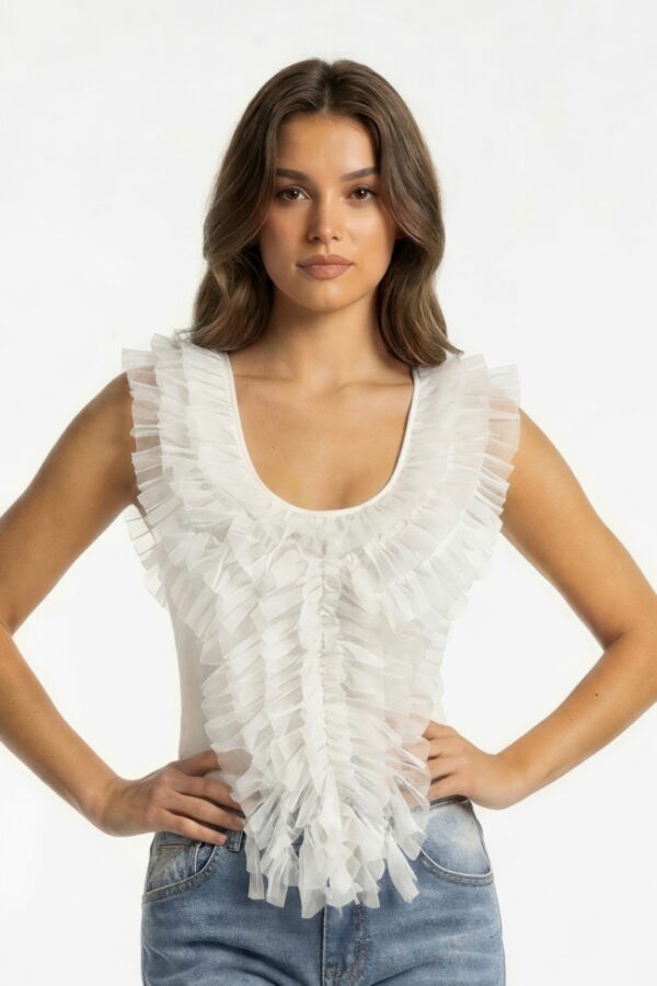 Fairytale Ruffle Cascade Tank - Ivory