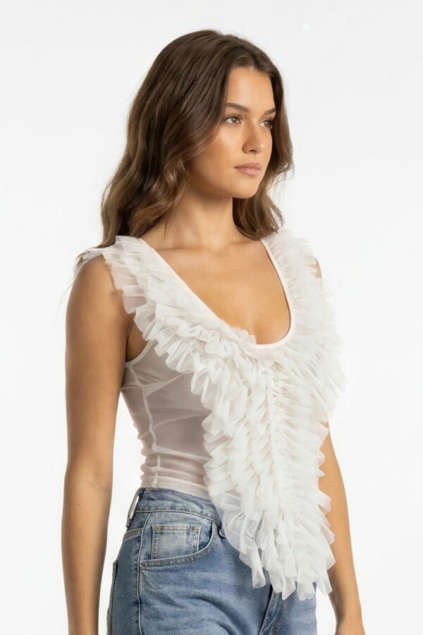 Fairytale Ruffle Cascade Tank - Ivory