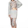 Cutout Hoodie & Midi Skirt Set - Shredded Streetwear