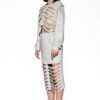 Cutout Hoodie & Midi Skirt Set - Shredded Streetwear
