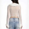 Sweet Rapture Cropped Ruffle Mesh Blouse