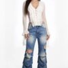 Sweet Rapture Cropped Ruffle Mesh Blouse
