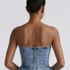 Rogue Cascade Denim Corset Top - Cascading Ruffles